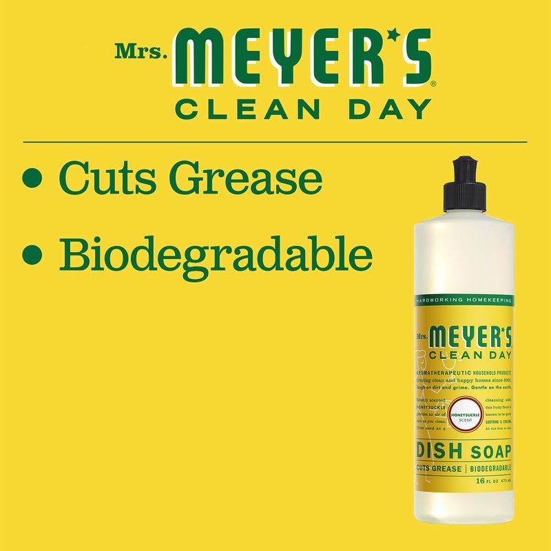 MRS. MEYER'S CLEAN D السّيدة. صابون الأطباق السائل من مايرز كلين داي، تركيبة قابلة للتحلل الحيوي، زهر العسل 16 أونصة سائلة. أوقية - Image 4